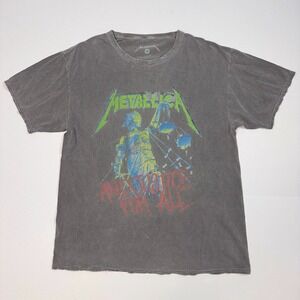 Y2K Metallica And Justice For All T-Shirt Mens‎ Size M Faded Rock Band Tee Gray